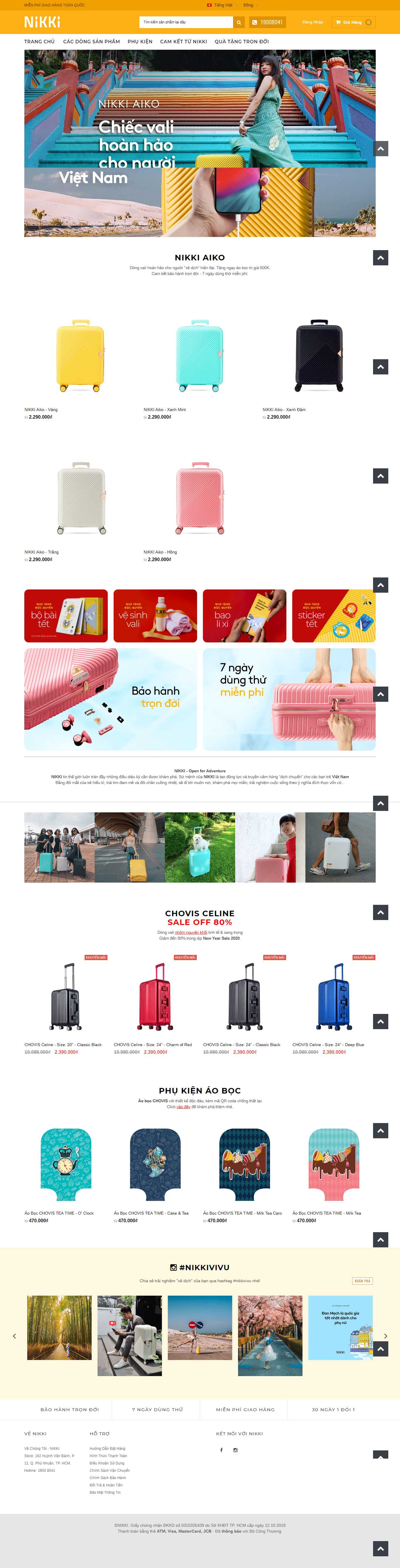 Thiết kế Website cửa hàng vali - nikki.vn