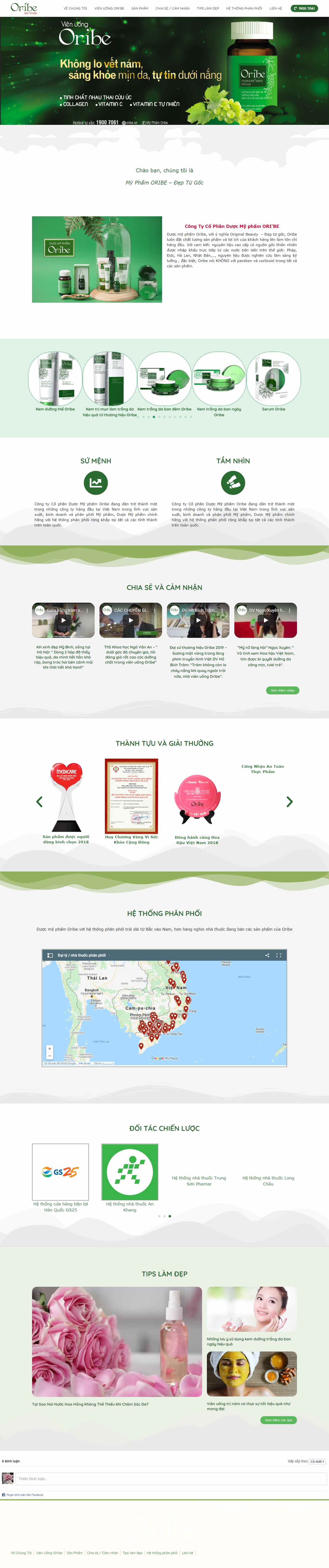 Thiết kế Website dược mỹ phẩm - oribe.vn