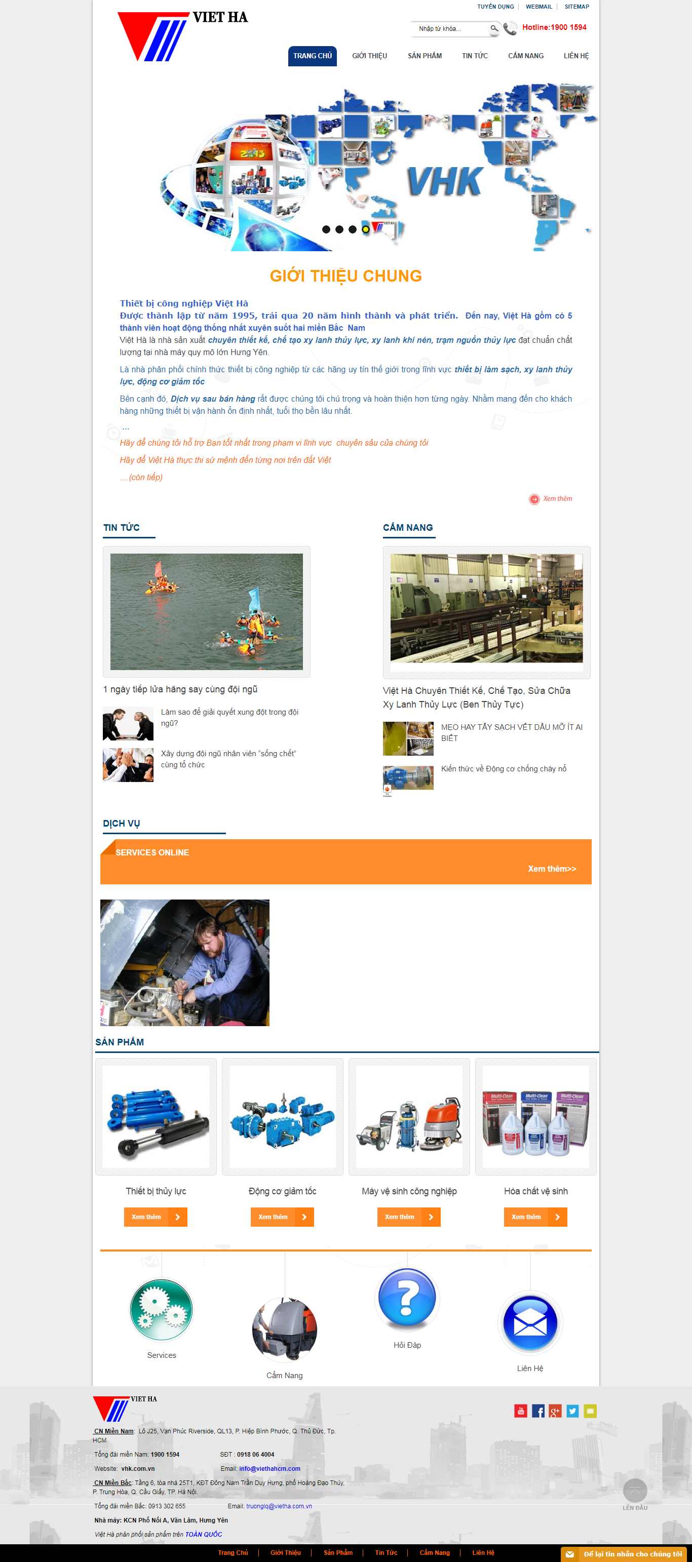 Thiết kế Website thiết bị công nghiệp - www.vhk.com.vn