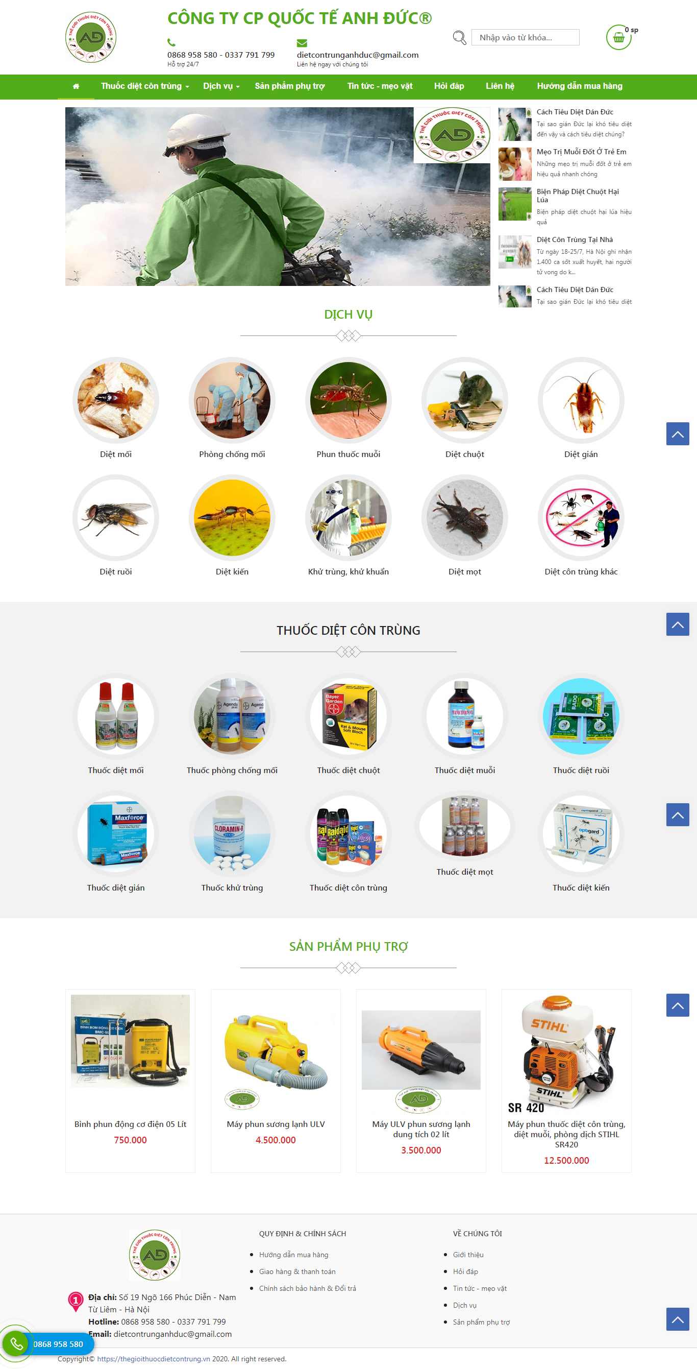Thiết kế Website thuốc diệt côn trùng - thegioithuocdietcontrung.vn