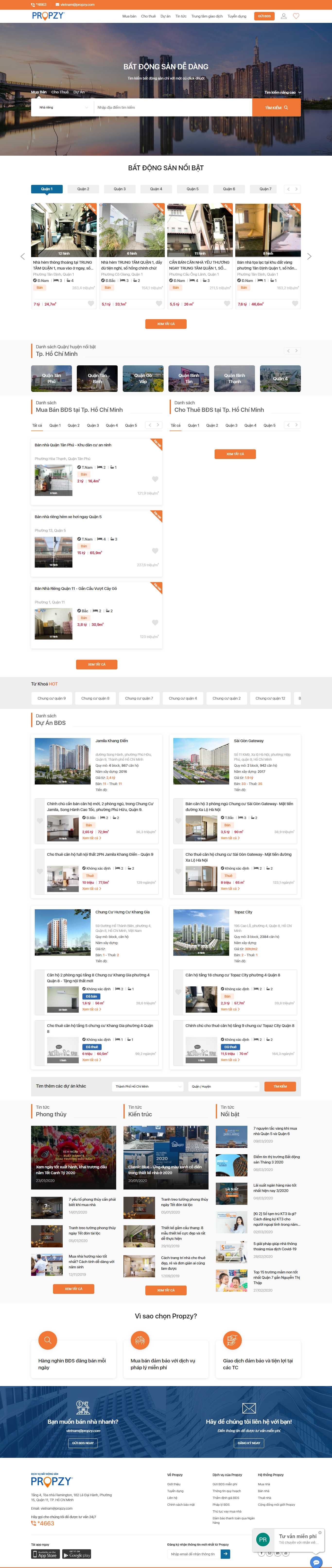 Thiết kế Website mua bán nhà đất - propzy.vn