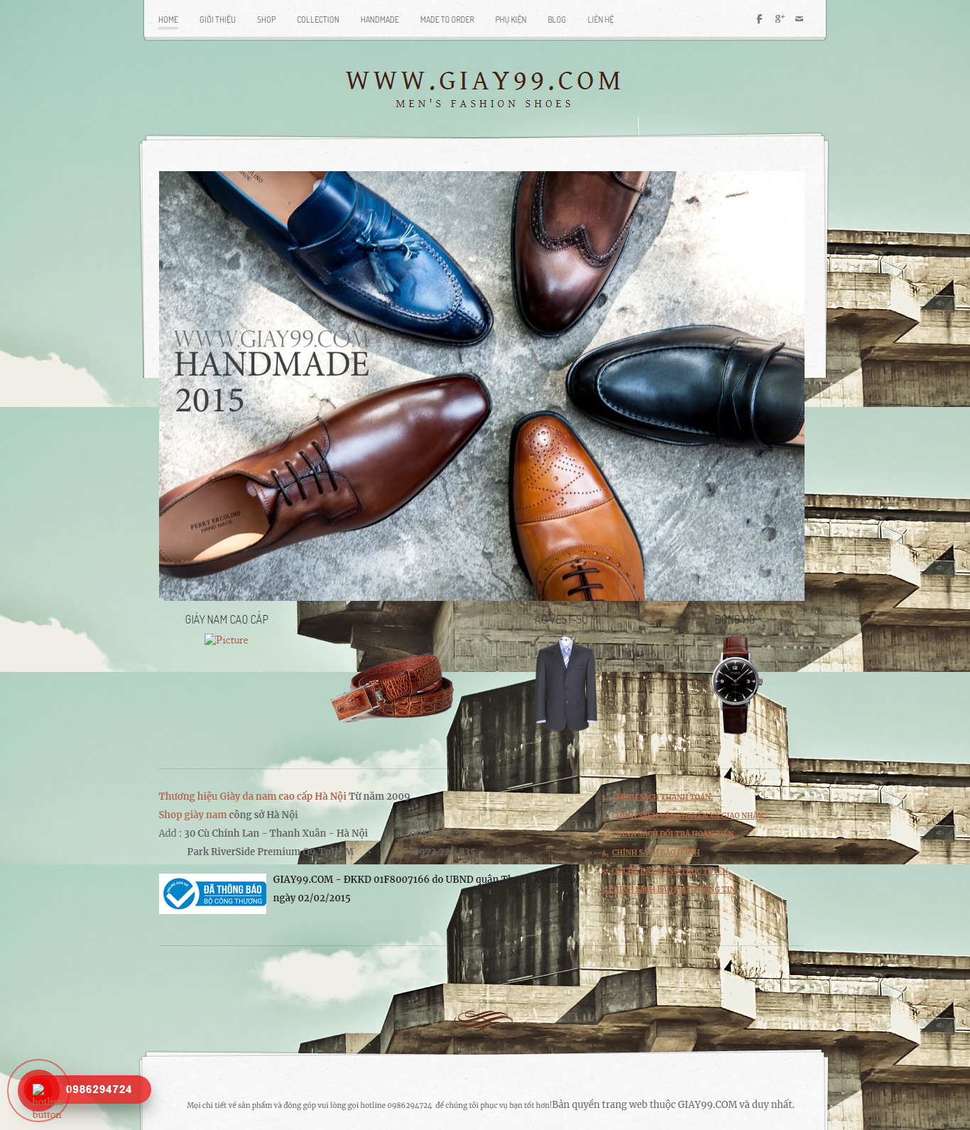 Thiết kế Website giày da - www.giay99.com