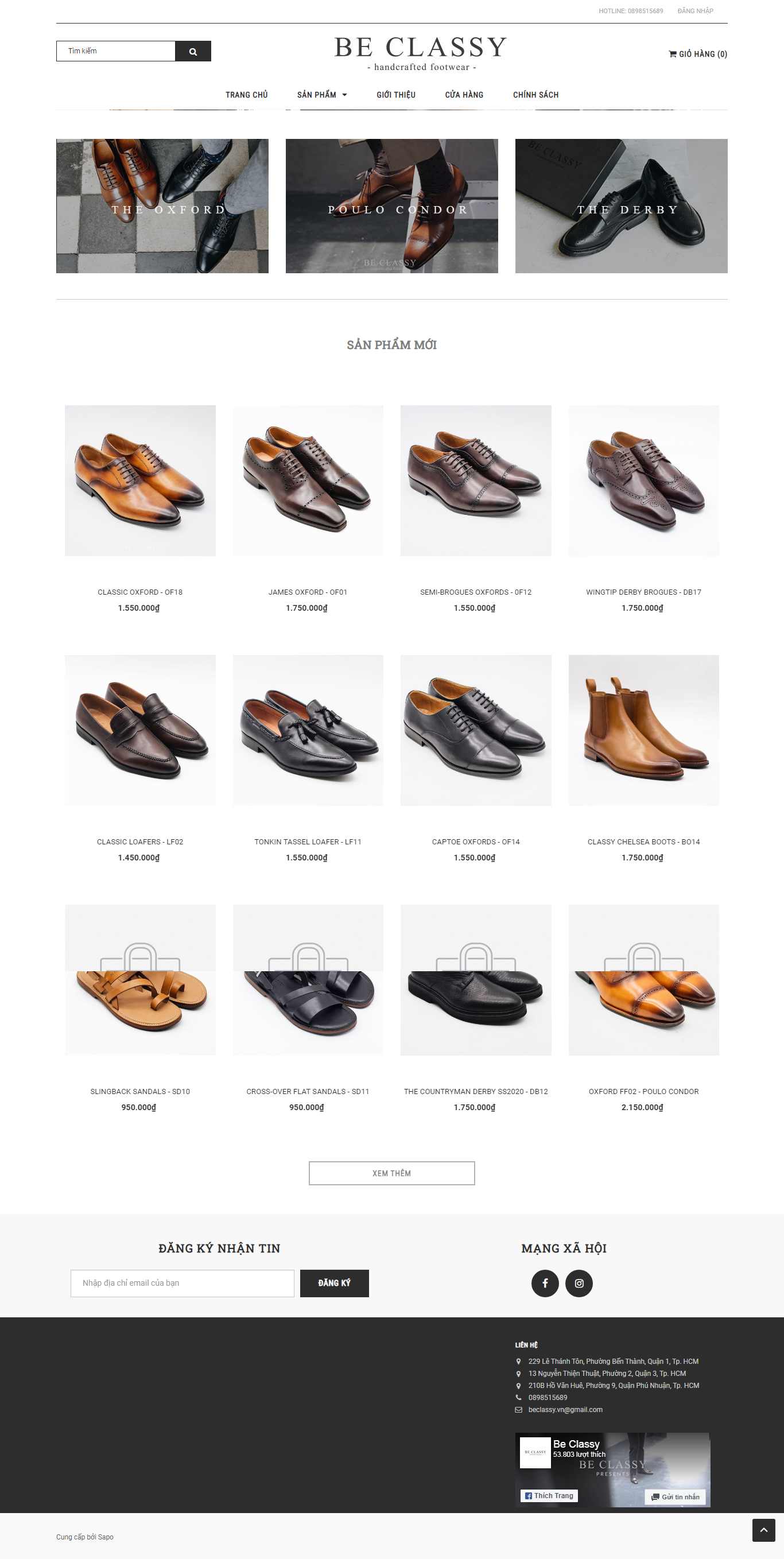 Thiết kế Website giày da - beclassy.vn